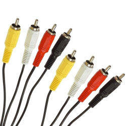 Cordon audio video 1,2m 4 rca mâle vers 4 rca mâle cable camera surveillance securite avw080
