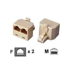 Adaptateur telephonique rj11 rj12 mâle 2 rj11 rj12 femelle 6p4c dedoubleur voyage tcu7