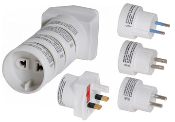4 adaptateur secteur voyage europe uk irlande amerique japon moyen orient asie afrique - ECLATS DESTOCKAGE