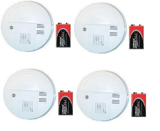 4 alarmes incendie détecteurs de fumée + 4 piles 9v norme en 14604 autonome buzzer - ECLATS DESTOCKAGE