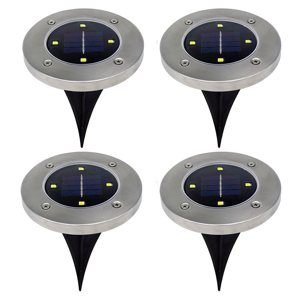 4 Ampoule solaire enterrée 4 led Projecteur de jardin chemin Réverbère patio parc terrasse balcon - ECLATS DESTOCKAGE