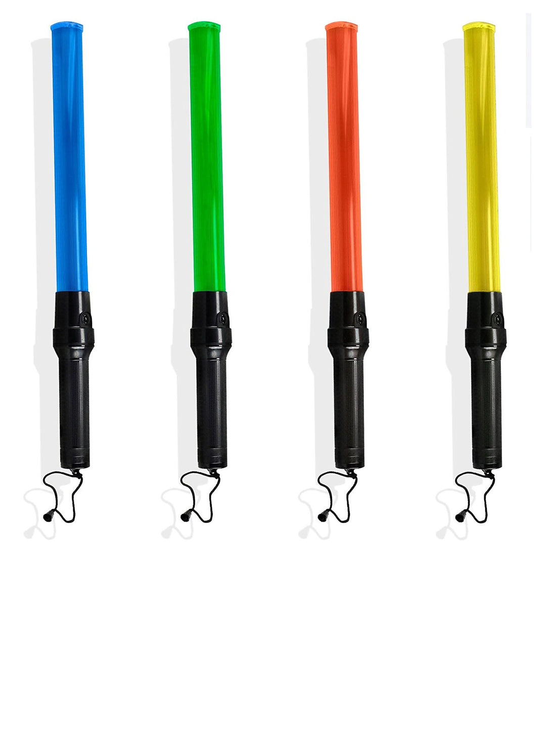 4 Batons lumineux rouge jaune vert bleu + 8 batteries rechargeable +chargeur sncf chef de gare - ECLATS DESTOCKAGE