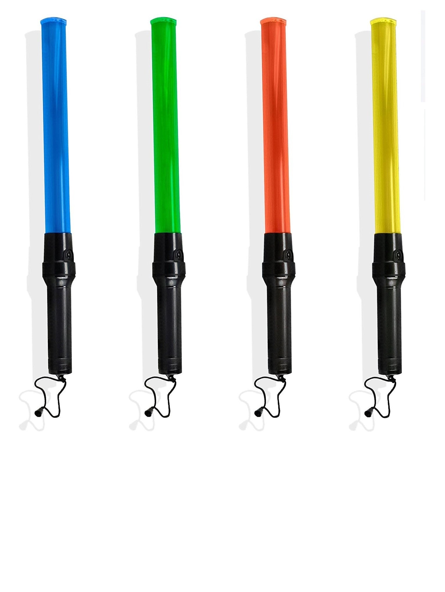 4 Batons lumineux rouge jaune vert bleu + 8 batteries rechargeable +chargeur sncf chef de gare - ECLATS DESTOCKAGE