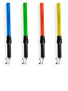 4 Batons lumineux rouge jaune vert bleu + 8 batteries rechargeable +chargeur sncf chef de gare