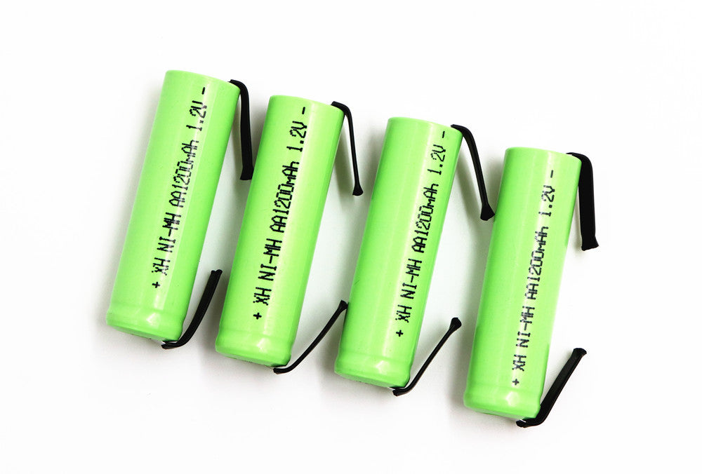 4 Batterie rechargeable 1200mah 2A 1.2v lr06 cosse aa am3 lr6 ni-mh avec patte pour rasoir brosse dent ECLATS DESTOCKAGE