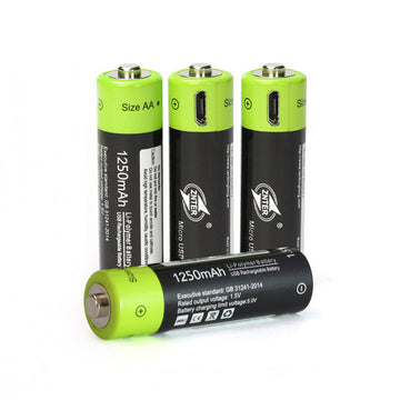 4 batterie rechargeable lithium 1250mAh 1.5V AA lr06 Znter micro usb li-polymer ECLATS DESTOCKAGE