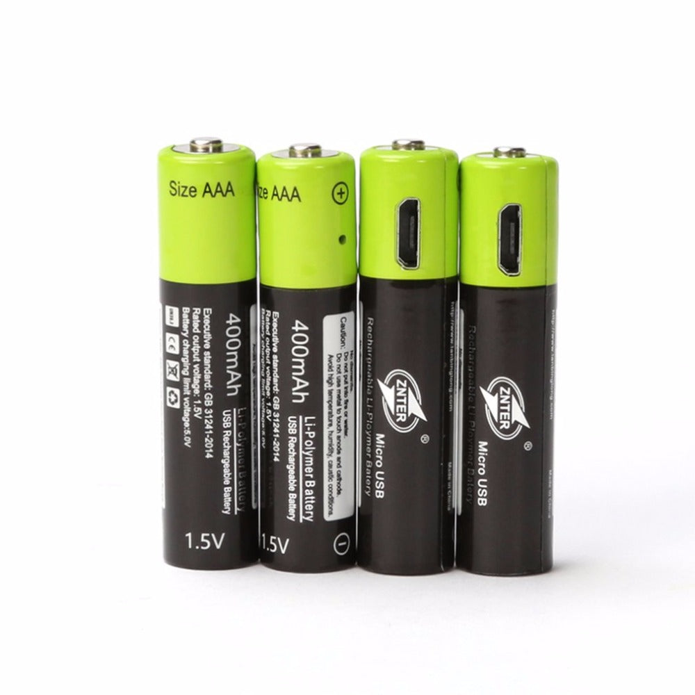 4 batterie rechargeable lithium polymere 400mAh pile 1.5v aaa lr03 Znter micro usb li-polymer - ECLATS DESTOCKAGE