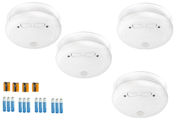 4 Detecteurs sans fil en14604 + piles detection fumee incendie rf 433mhz feu ECLATS DESTOCKAGE