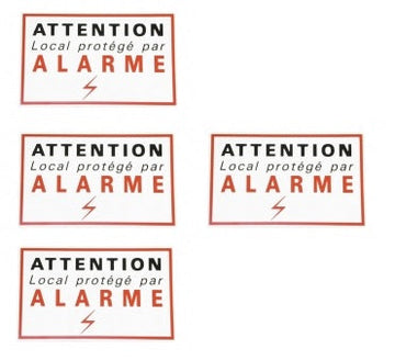 4 etiquettes signalisation adhesive sticker alarme securite autocolant dissuasive protection ECLATS DESTOCKAGE