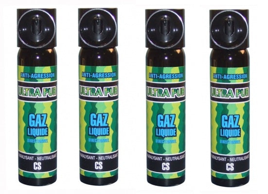 4 spray aerosol gaz paralysant légitime défense securite police cs 2% 75ml bombe lacrymogene ECLATS DESTOCKAGE