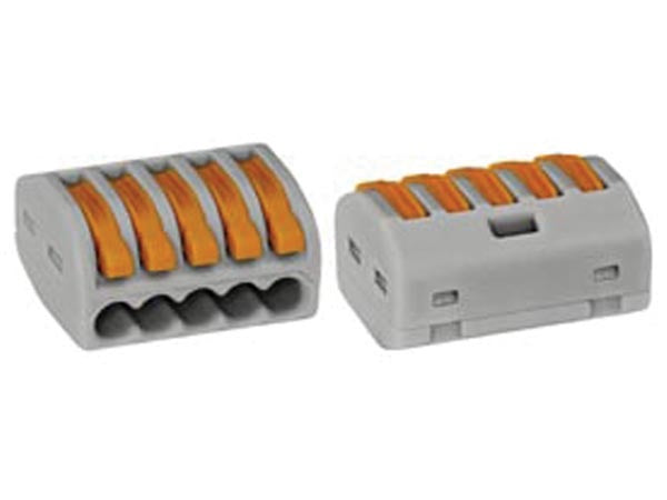 40 borniers wago grise de 5 connexions pour conducteurs souples ou rigides de 5 x 0.08-4mm wg222415 ECLATS DESTOCKAGE
