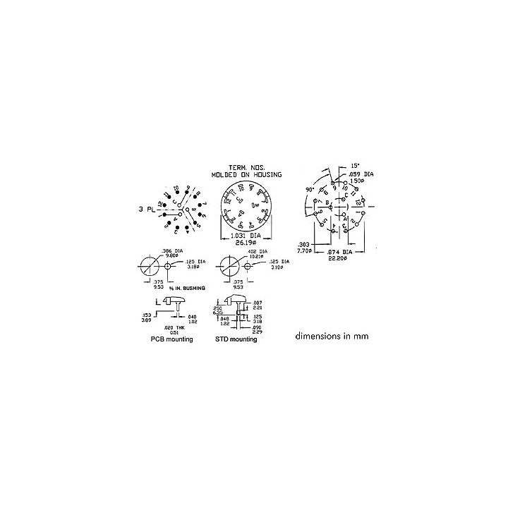 Commutateur rotatif 3 circuits 4 positions cosses a souder interrupteur 8404 3