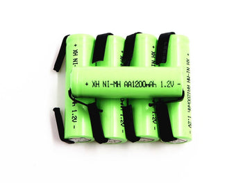 5 Batterie rechargeable 1200mah 2A 1.2v lr06 cosse aa am3 lr6 ni-mh avec patte pour rasoir brosse dent ECLATS DESTOCKAGE