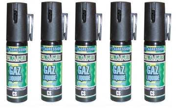 5 bombe lagrymogene gazpm cs 2% 25ml aerosols de defense gaz spray paralysant antiagression securit ECLATS DESTOCKAGE