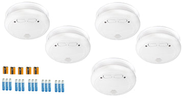5 Detecteur sans fil en14604 + piles detection fumee incendie rf 433mhz alarme feu radio ECLATS DESTOCKAGE