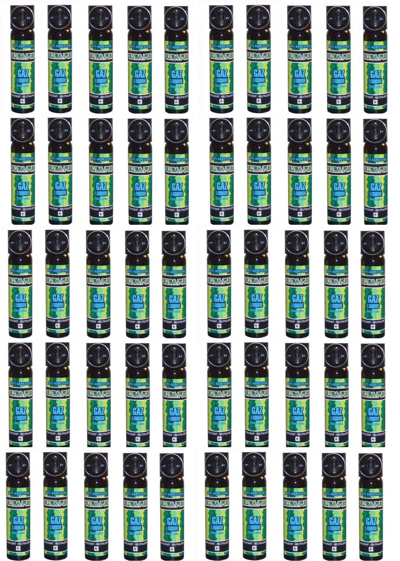 50 Aerosol securite police gaz paralysant cs 2% 75ml bombe lacrymogene spray légitime défense ECLATS DESTOCKAGE