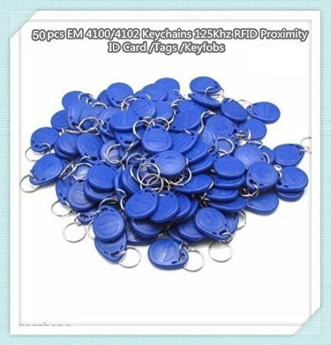 50 pcs tag cle badge clef em4305 em4100 em4102 RFID 125KHz enregistrable bleu pour controle acces ECLATS DESTOCKAGE