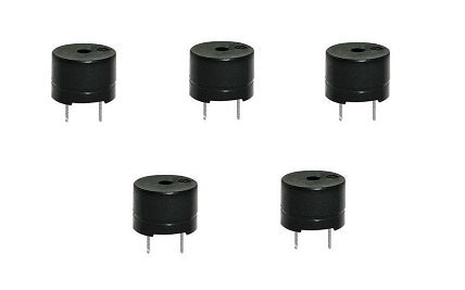 5pcs DC 12V 4mA 2 Terminal Cylinder Industrial Passive Continuous Sound Buzzer Black ECLATS DESTOCKAGE