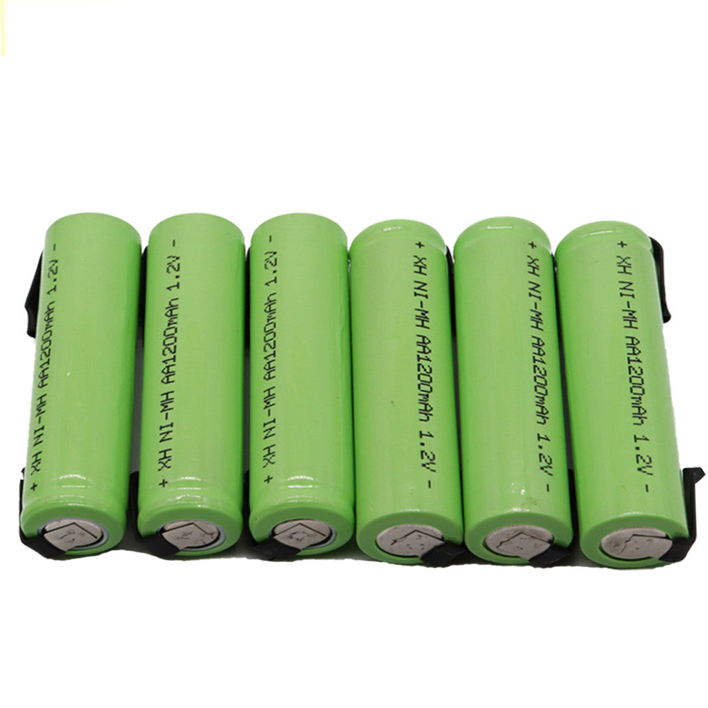 6 Batterie rechargeable 1200mah 2A 1.2v lr06 cosse aa am3 lr6 ni-mh avec patte pour rasoir brosse dent ECLATS DESTOCKAGE