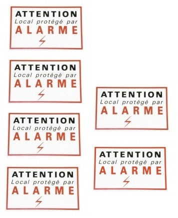6 etiquettes signalisation adhesive sticker alarme securite autocolant dissuasive protection ECLATS DESTOCKAGE