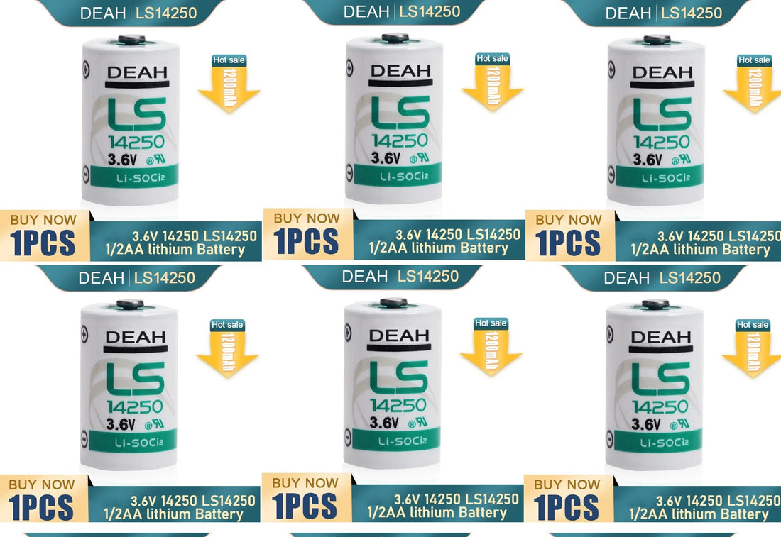 6 piles lithium 3.6v 1/2aa er14250 ls14250 lr14250 er14250h li-socl2 1200mah ECLATS DESTOCKAGE