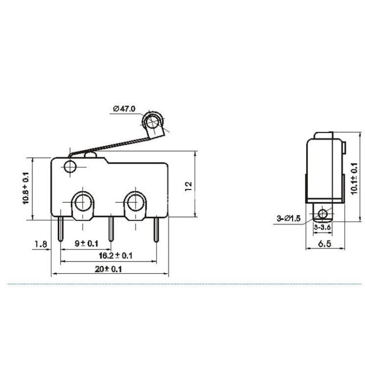 Contact autoprotection 5a sous 220v levier kw12-3 micro switch interrupteur