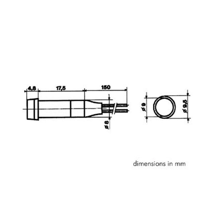 Voyant lumineux rond 9mm 220v orange a clipser drdf220a