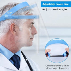 Bouclier visiere de protection anti-gouttelettes réglable anti-salive facial complet Transparent réglable léger