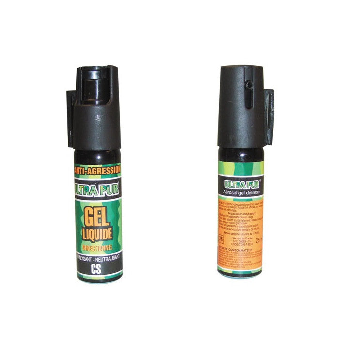 Aerosol de defense gel paralysant cs 2% 25ml arme bombe gaz lacrymogène spray police securite vigile
