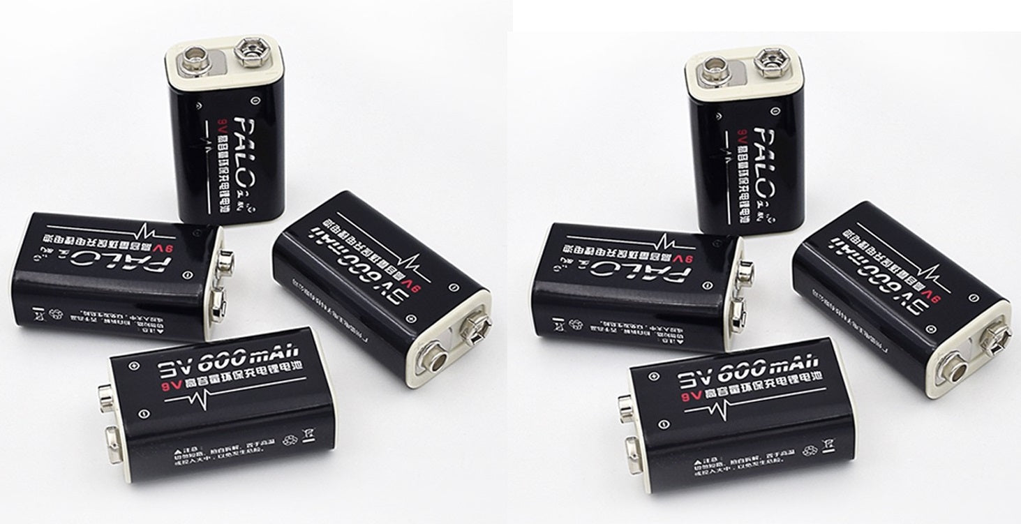 8 Piles accus rechargeables 450mah 7.2v 6.9v 7v 7.1v 6LR61 6F22 EBL Li-ion - ECLATS DESTOCKAGE