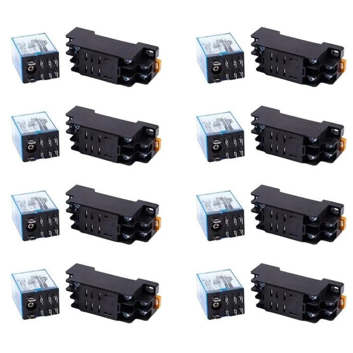 8 Relais electrique 12v 10a 12vcc vr10hd122c bobine 160 ohms 2 inverseurs com/no/nc 220vca + support ptf08a ECLATS DESTOCKAGE