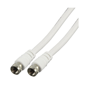 Cable antenne tv 2m cordon fiche f mâle vers fiche f mâle blanc cable-527/2 75 ohm