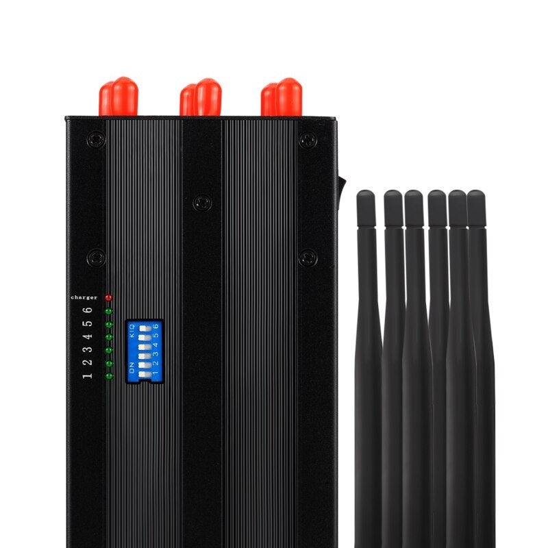 Brouilleur onde gsm portable 6 antennes bloqueur 2G 3G 4G WiFi 2400MHz gps 1500MHz 1600MHz dcs/1800MHz phs/1900MHz