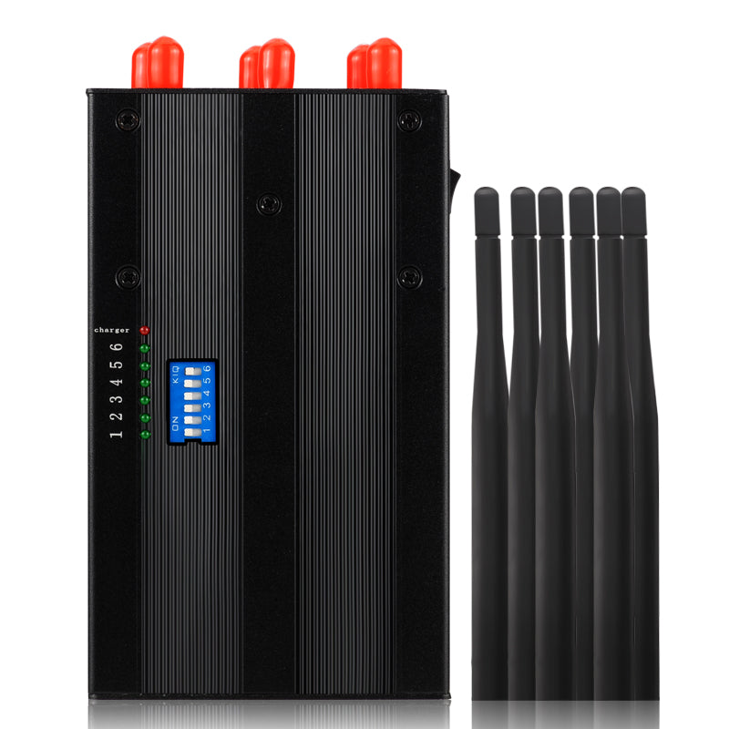Brouilleur onde gsm portable 6 antennes bloqueur 2G 3G 4G WiFi 2400MHz gps 1500MHz 1600MHz dcs/1800MHz phs/1900MHz