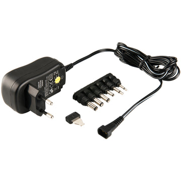 Adaptateur d'alimentation universel 110v 220v 3v 4.5v 6v 7.5v 9v 12v 1a 12w 1.8m VPC4102EC - ECLATS DESTOCKAGE