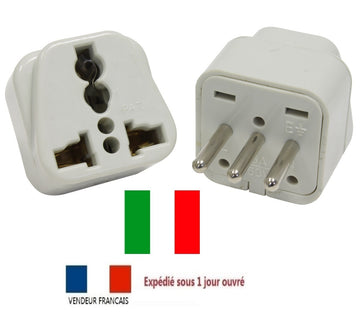 Adaptateur de voyage fiche Italie AC 250 V et prises US/UK/AU/EU - ECLATS DESTOCKAGE