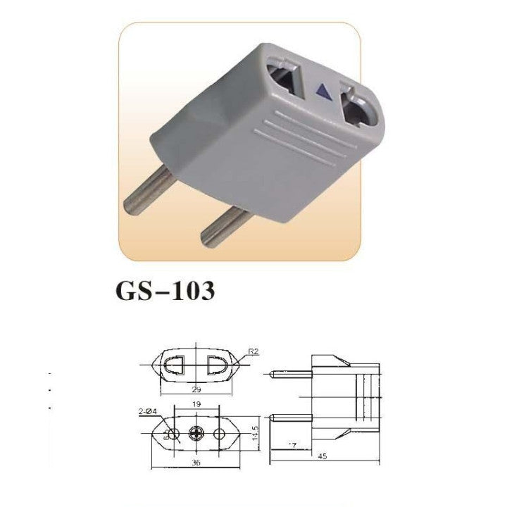Adaptateur gris voyage prise electrique secteur us vers fiche euro chine japon canada con