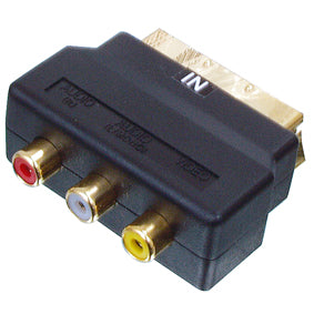 Adaptateur peritel mâle 3 rca femelle audio video in plaquee or noir scart 50g boitier plastique ECLATS DESTOCKAGE