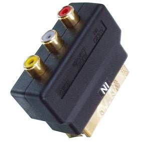 Adaptateur peritel mâle 3 rca femelle noir audio video in plaquee or scart 50g ECLATS DESTOCKAGE