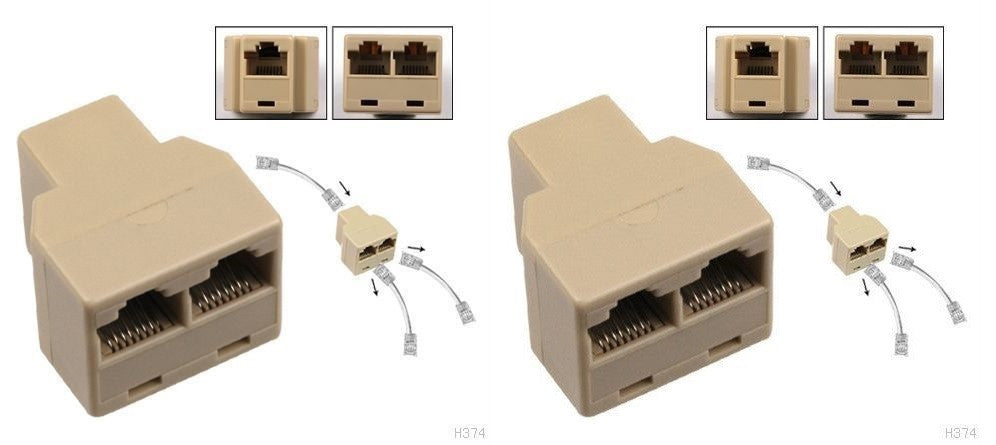 2 Adaptateur telephonique rj12 femelle 2 rj12 femelle 6p6c dedoubleur ECLATS DESTOCKAGE