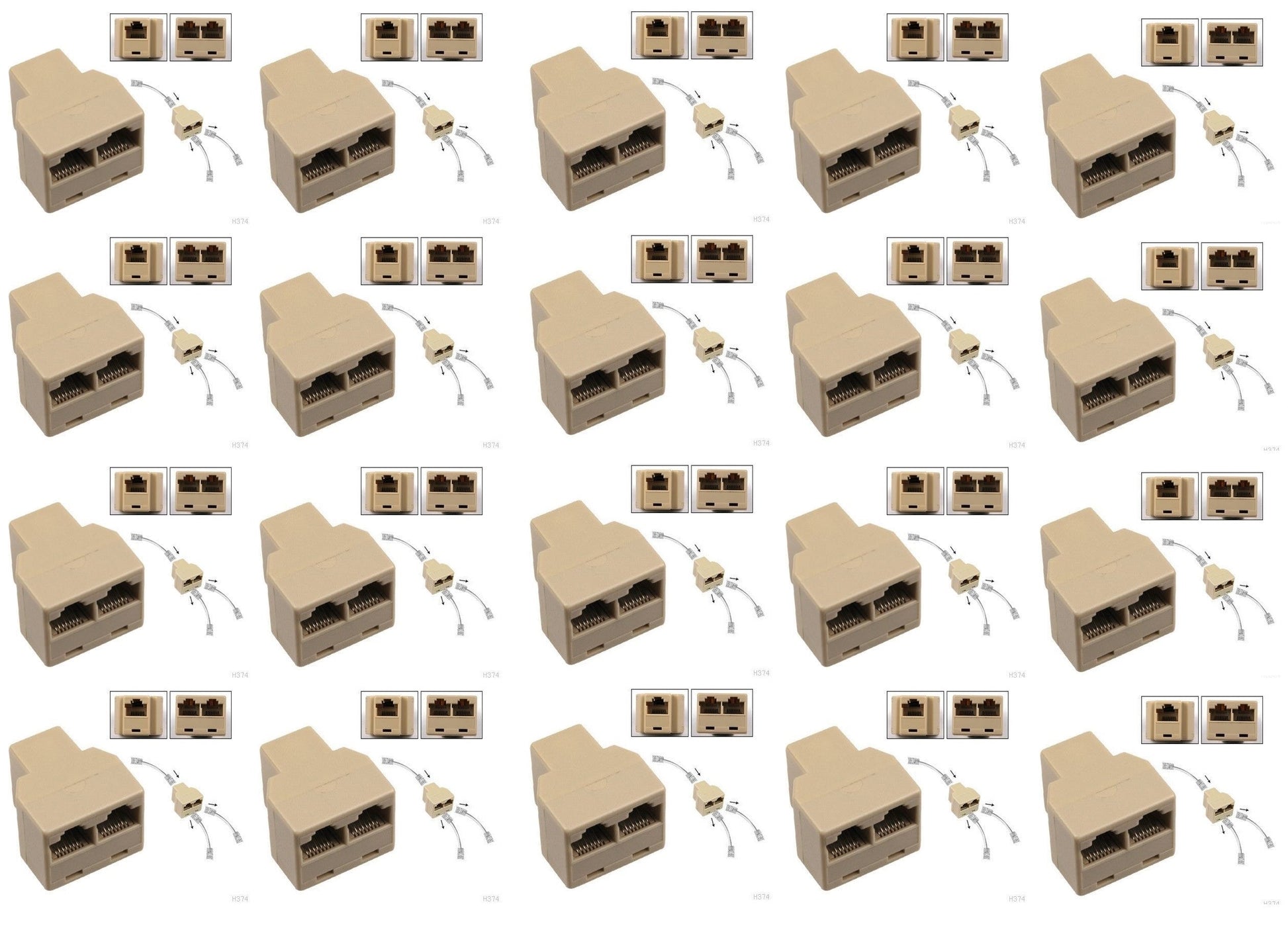 20 Adaptateurs telephonique rj12 femelle 2 rj12 femelle 6p6c dedoubleur ECLATS DESTOCKAGE