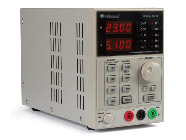 Alimentation de laboratoire programmable - 0-30 vcc / 5 a max - double afficheur led avec interface ECLATS DESTOCKAGE