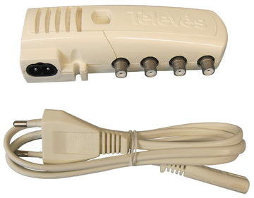 Ampli antenne tv televes ant102a-1 repartiteur 1 entree 3 sorties gain 12 à 22db fiche f alim 240v - ECLATS DESTOCKAGE