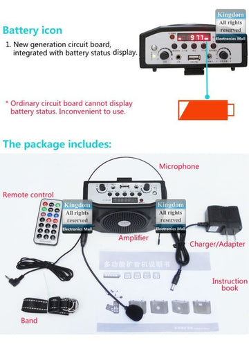 Amplificateur 15w de voix portable emls001 micro casque FM radio usb/micro-sd megaphone microphone ECLATS DESTOCKAGE