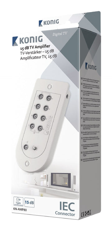 Amplificateur d antenne television tv tnt 8 sorties 16 db ant amp8 amplification signal tnt hq konig - ECLATS DESTOCKAGE