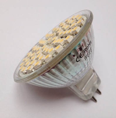 Ampoule 60 leds smd 3w mr16 12v gu5.3 grand angle blanc chaud ECLATS DESTOCKAGE