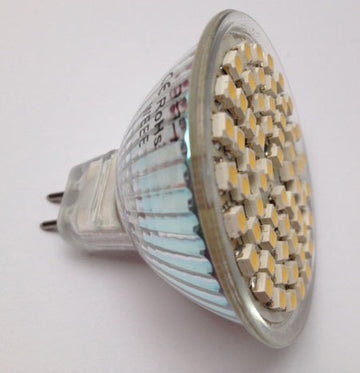 Ampoule blanc chaud 60 leds smd 3w mr16 12v gu5.3 grand angle ECLATS DESTOCKAGE