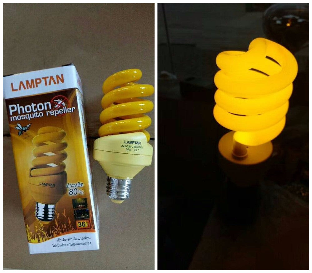 Ampoule jaune e27 36w 120w spirale 220v 240v anti moustique chikungunya repousse insecte ECLATS DESTOCKAGE