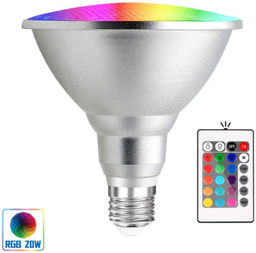 Ampoule LED 15w RGB E27 Par38 spot eclairage etanche avec telecommande IR 24 touches ECLATS DESTOCKAGE