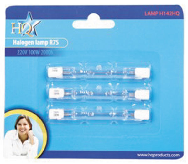 Ampoule tube r7s 100w 220v 78mm les 3 pcs eclairage lamp h142hq halogene quartz lumiere crayon ECLATS DESTOCKAGE